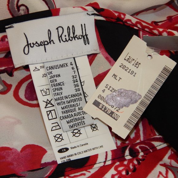 NWT $179 JOSEPH RIBKOFF Pink Black White Blouse XS 4 - Picture 5 of 5